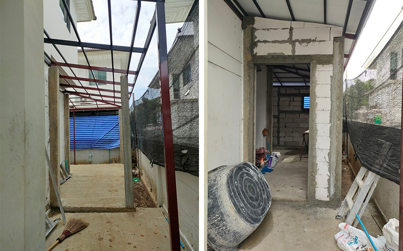 เริ่มทำโครงหลังคา ทำห้องข้างบ้าน