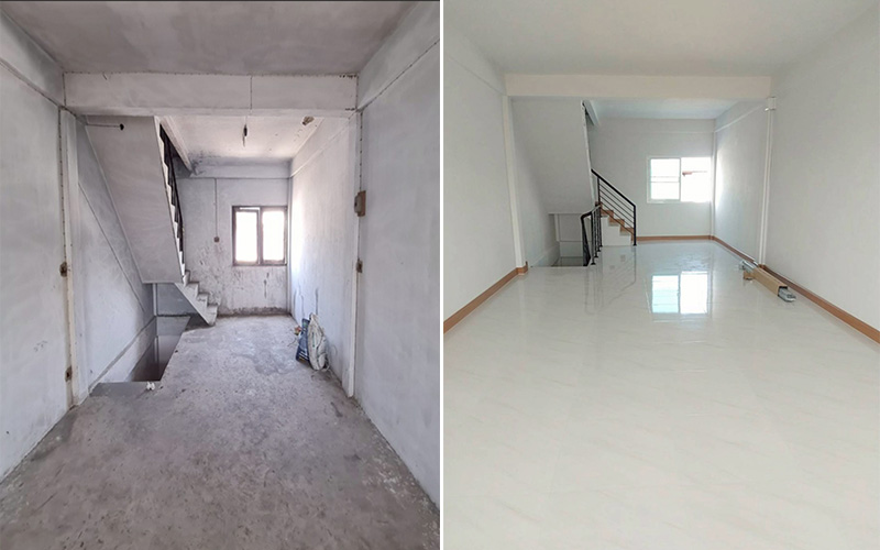 ชั้น2 ปูกระเบื้องใหม่ ทาสีใหม่