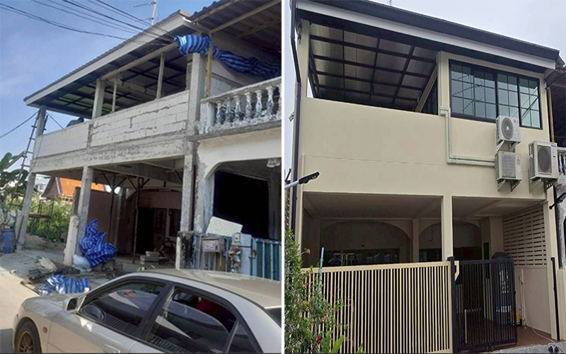 งานต่อเติมบ้านแฝดชั้น2 เสร็จเรียบร้อย