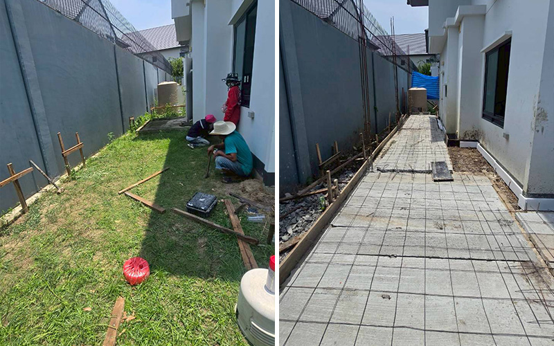 เริ่มงานต่อเติม เทพื้นหลังบ้าน