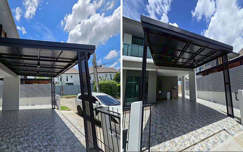 ทำหลังคาโรงรถหน้าบ้าน เสร็จเรียบร้อย