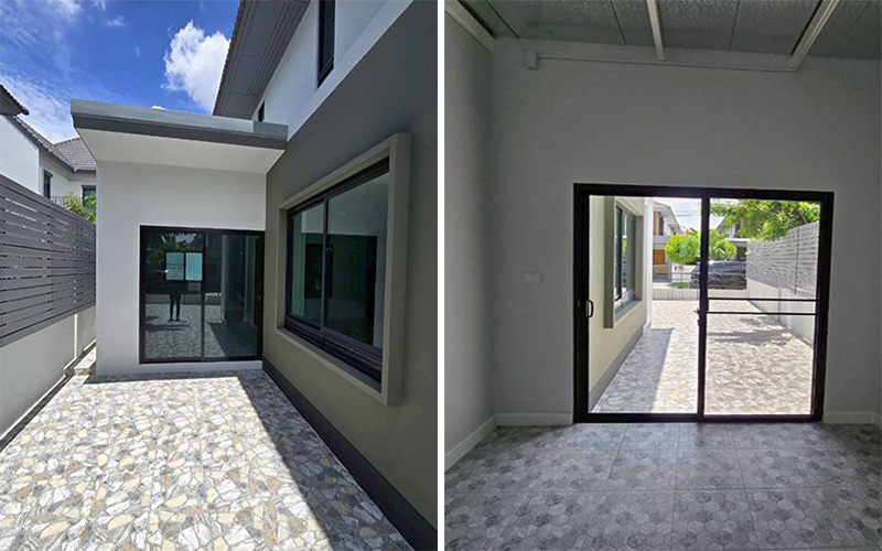 ปูกระเบื้องทั้งหลัง เสร็จเรียบร้อยแล้ว